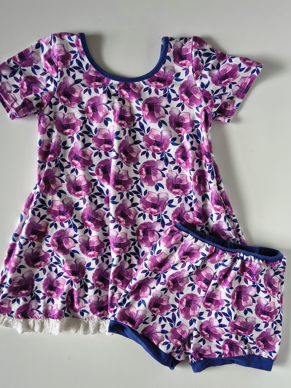 Little Boe Floral A-Line Short Sleeve Round Neck Top Lace Ruffle/Bloomers • SZ 4